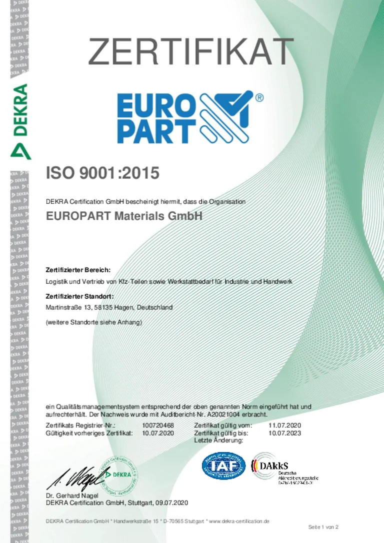 ISO 9001:2015 Materials